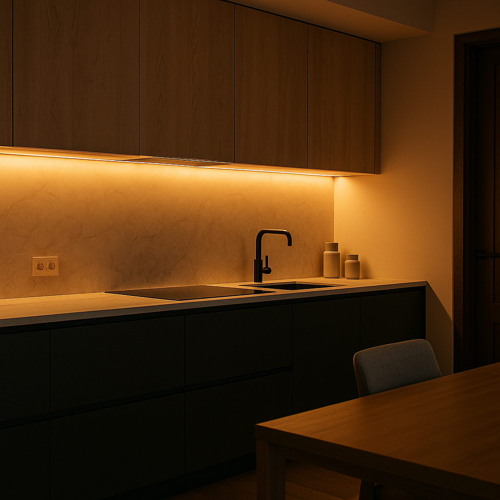 led-strips kiezen voor warme onderbouwverlichting in een moderne keuken