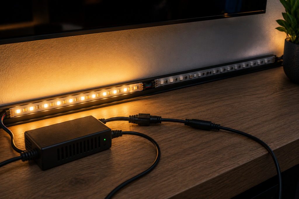 LED strip die flikkert door een probleem met de voeding of stroomtoevoer